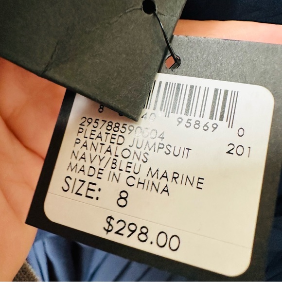 CLUB MONACO Pleated marine blue jumpsuit wide leg NWT womens 8 - Picture 8 of 8